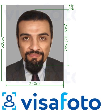 Exemple de foto per a Targeta d’identificació de Bahrain 240x320 píxels amb la mida exacta especificada