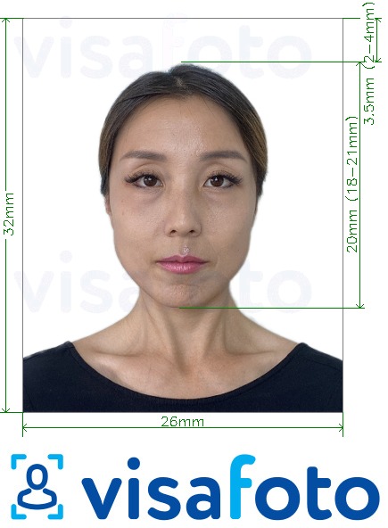 Exemple de foto per a Targeta d'identitat resident a la Xina 26x32 mm amb la mida exacta especificada