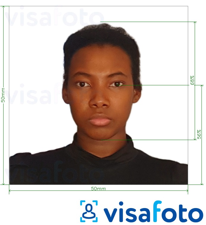 Exemple de foto per a Visa de Madagascar 5x5 cm (50x50 mm) amb la mida exacta especificada