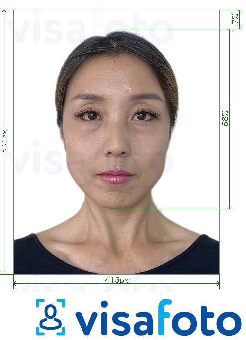 Exemple de foto per a Mongòlia passaport en línia amb la mida exacta especificada