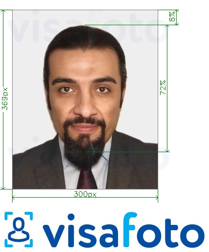 Exemple de foto per a Visa UAE en línia Emirates.com 300x369 píxels amb la mida exacta especificada