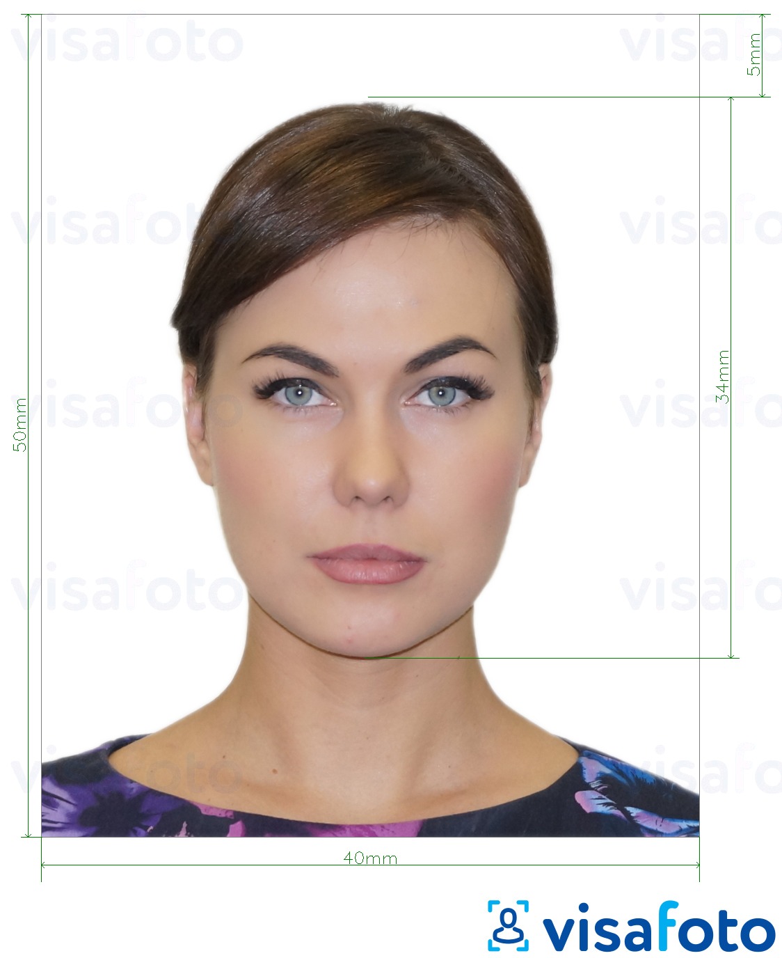 Exemple de foto per a Albània visa electrònica 4x5 cm amb la mida exacta especificada