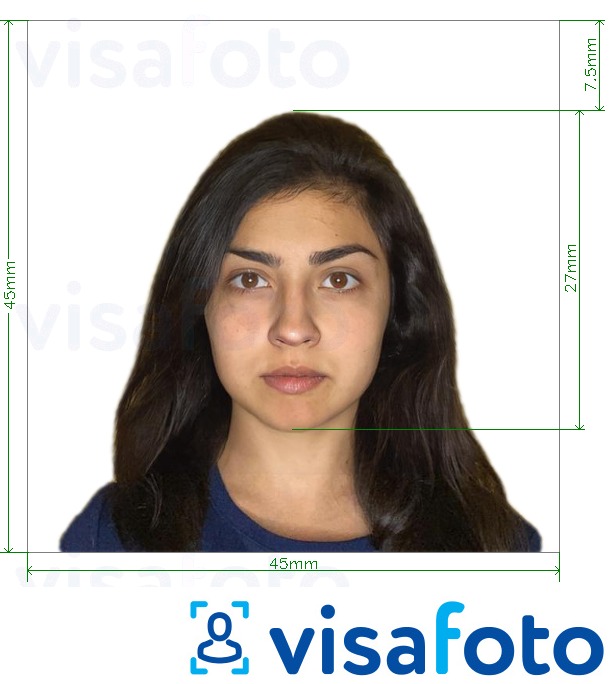 Exemple de foto per a Passaport de Xile 4,5x4,5 cm amb la mida exacta especificada