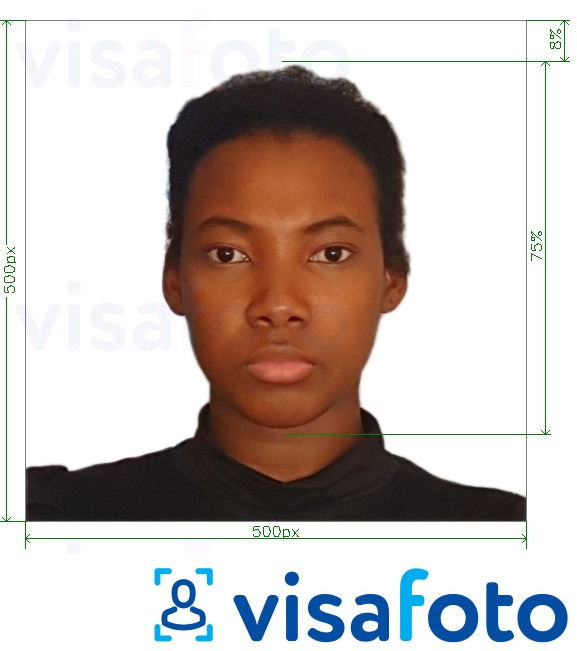Exemple de foto per a Camerun visa en línia 500x500 px amb la mida exacta especificada