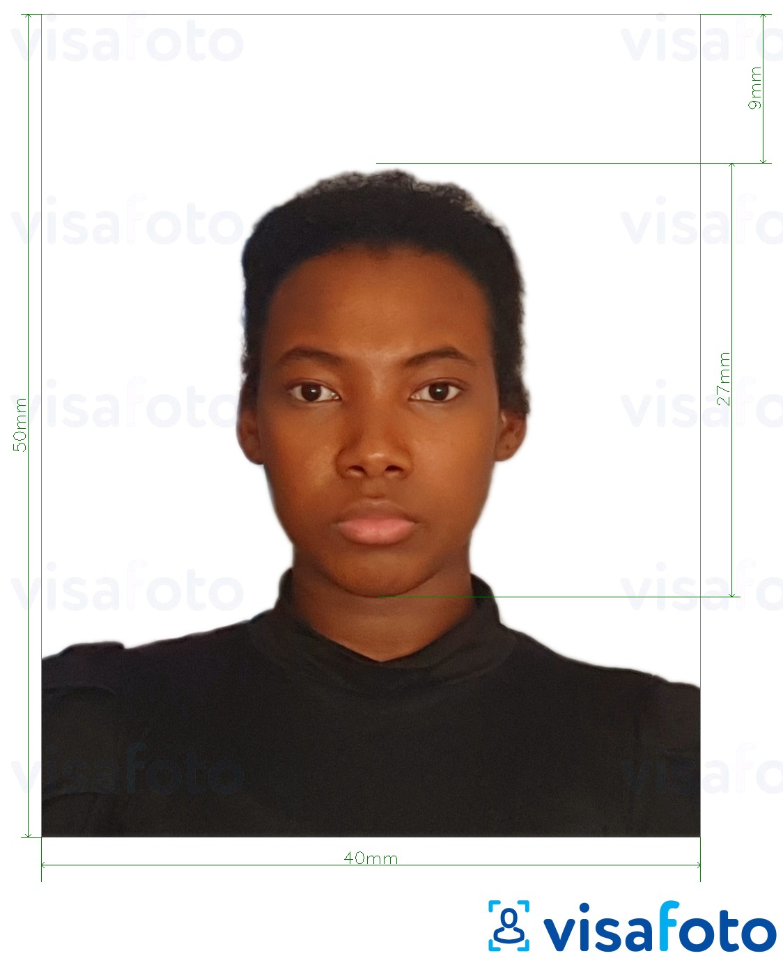 Exemple de foto per a Colòmbia cedula de ciutadania 4x5 cm (40x50 mm) amb la mida exacta especificada