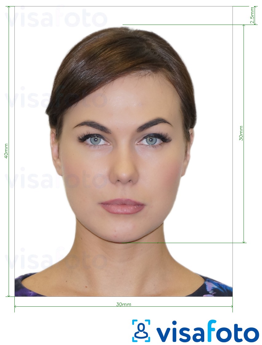 Exemple de foto per a Targeta d'identificació de Xipre (targeta d'identitat xipriota) 4 x 3 cm amb la mida exacta especificada