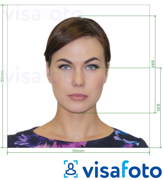 Exemple de foto per a República Txeca Passaport 5x5cm (50x50mm) amb la mida exacta especificada