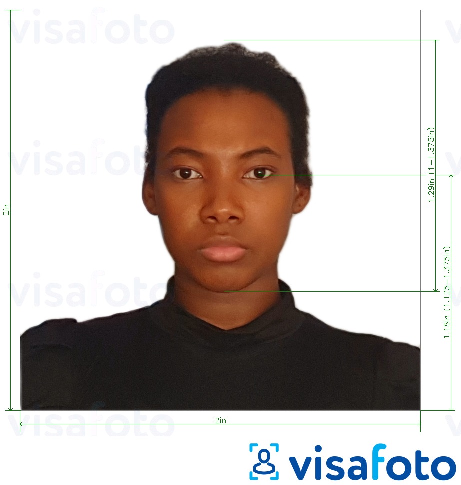 Exemple de foto per a Passaport de la República Dominicana 2x2 polzades amb la mida exacta especificada