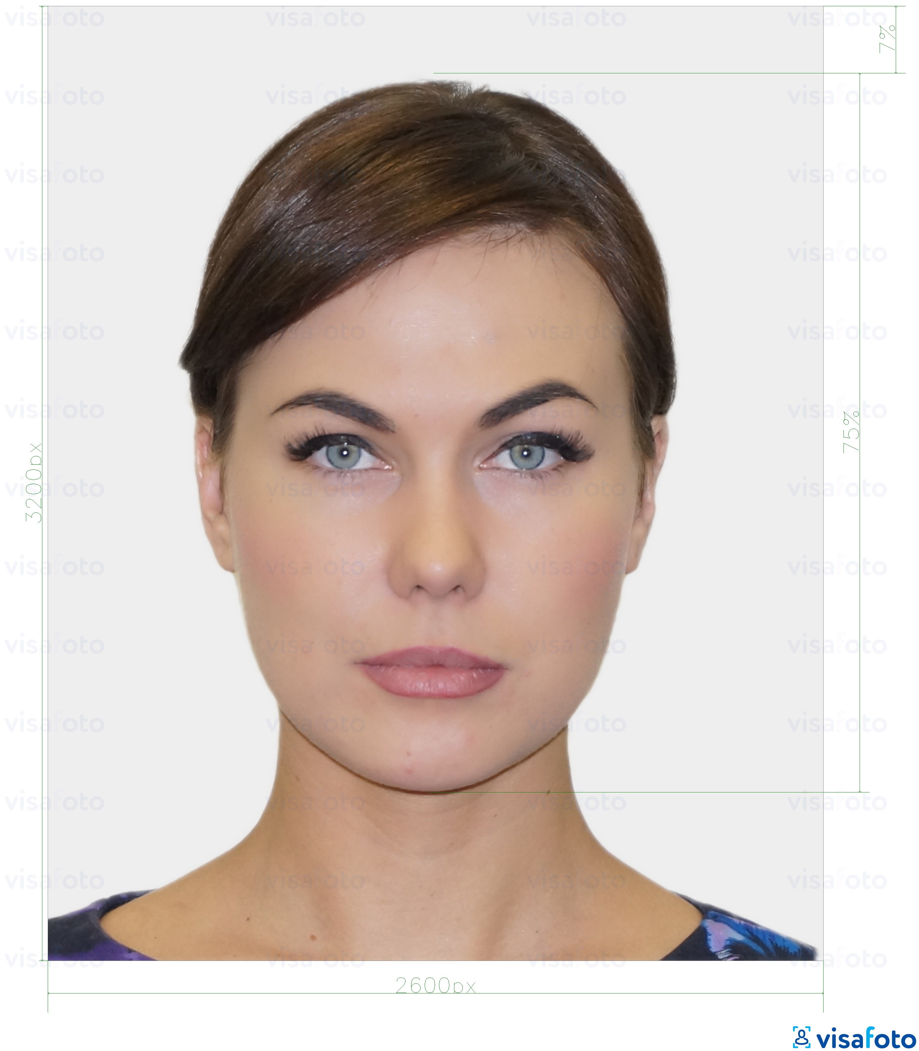 Exemple de foto per a Targeta d'identitat digital resident a Estònia 1300x1600 píxels amb la mida exacta especificada