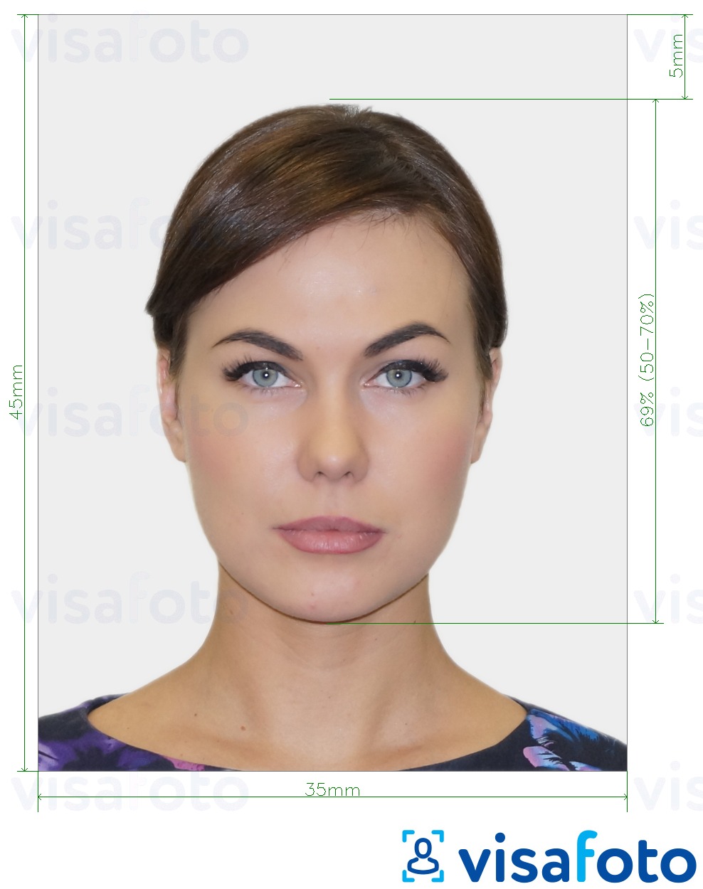Exemple de foto per a Visa de Geòrgia 35x45 mm (3.5x4.5 cm) amb la mida exacta especificada