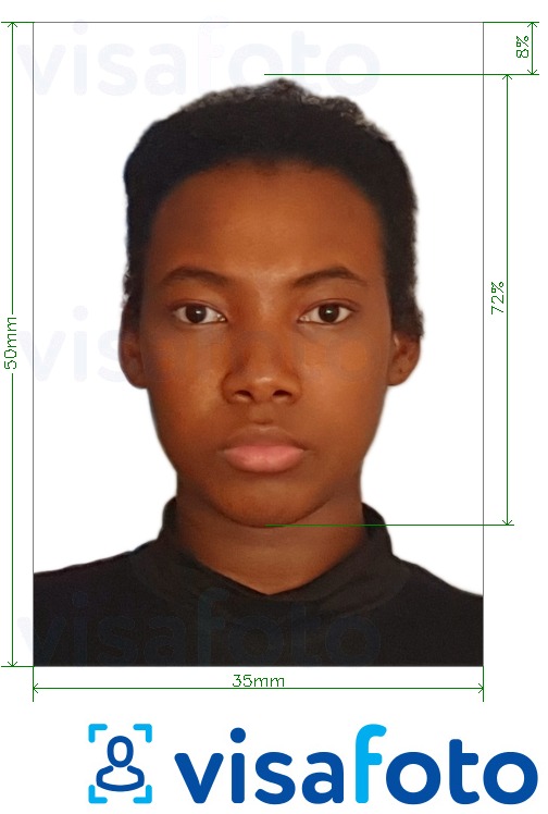 Exemple de foto per a Visa Guinea Conakry 35x50mm amb la mida exacta especificada