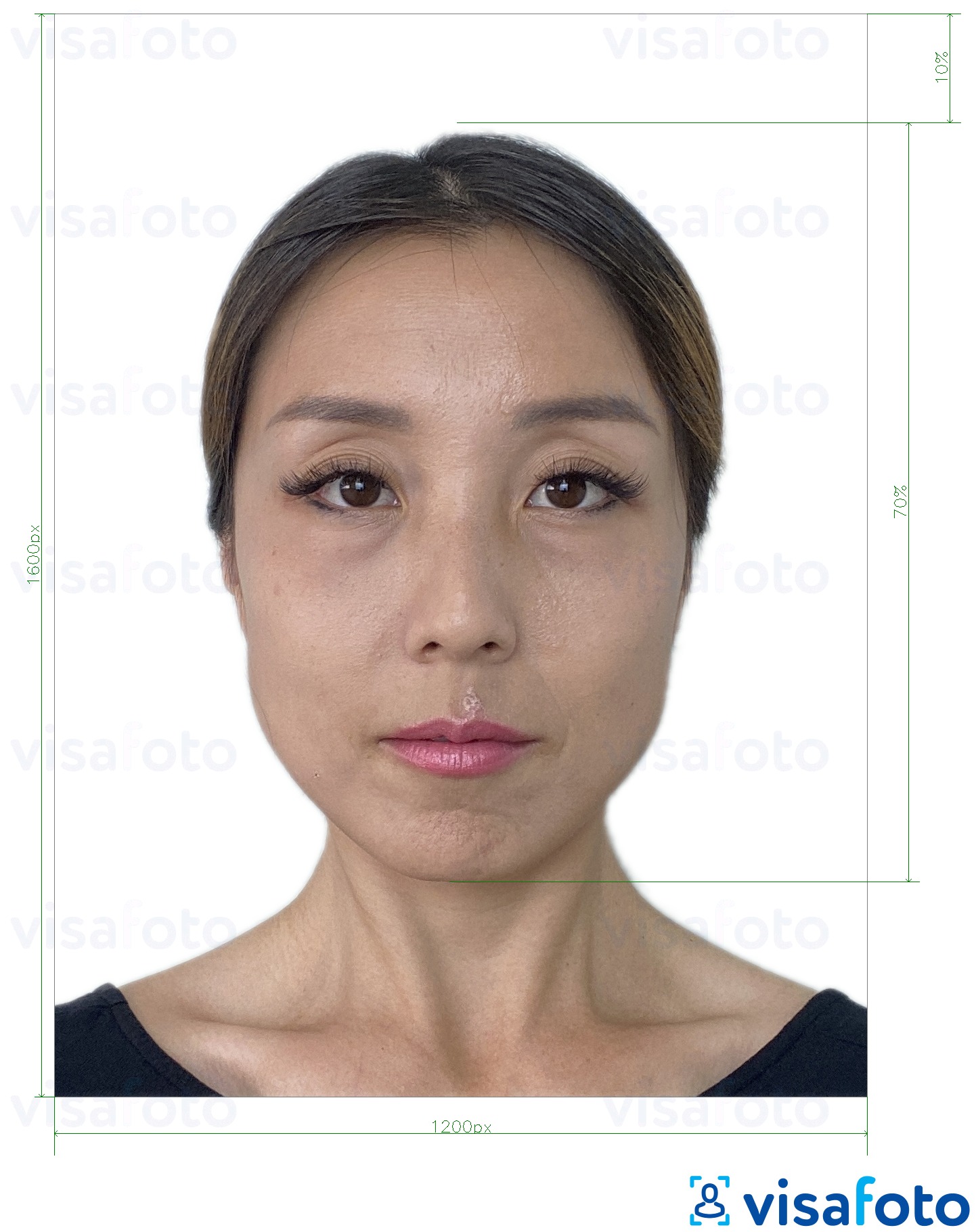 Exemple de foto per a Visa electrònica en línia de Hong Kong de 1200x1600 píxels amb la mida exacta especificada