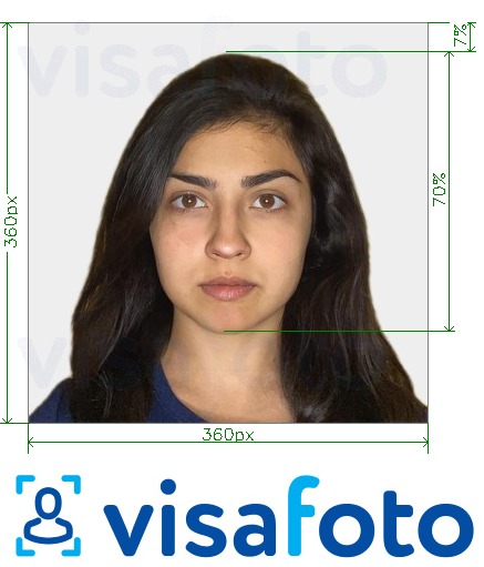 Exemple de foto per a Passaport OCI de l'Índia 360 x 360 - 900 x 900 píxels amb la mida exacta especificada