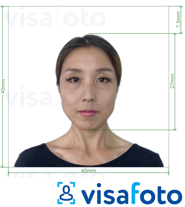 Exemple de foto per a Visa Japó 45x45mm, capçal de 27 mm amb la mida exacta especificada