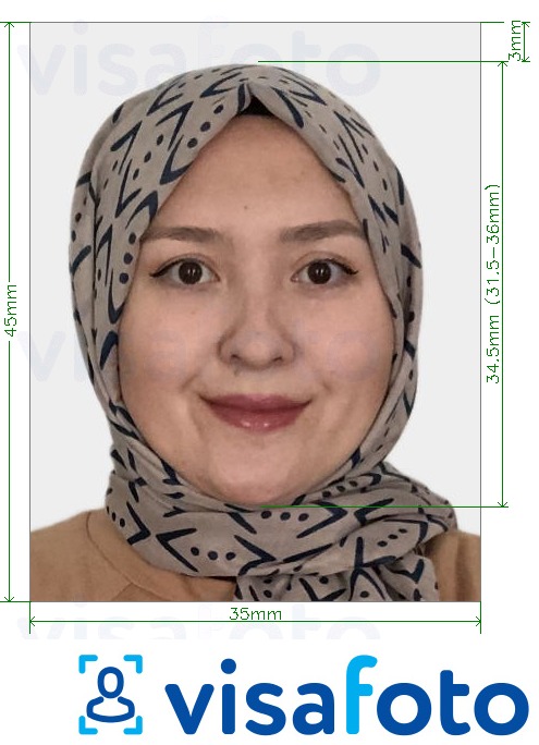 Exemple de foto per a Passaport Kazakhstan en línia 413x531 píxels amb la mida exacta especificada