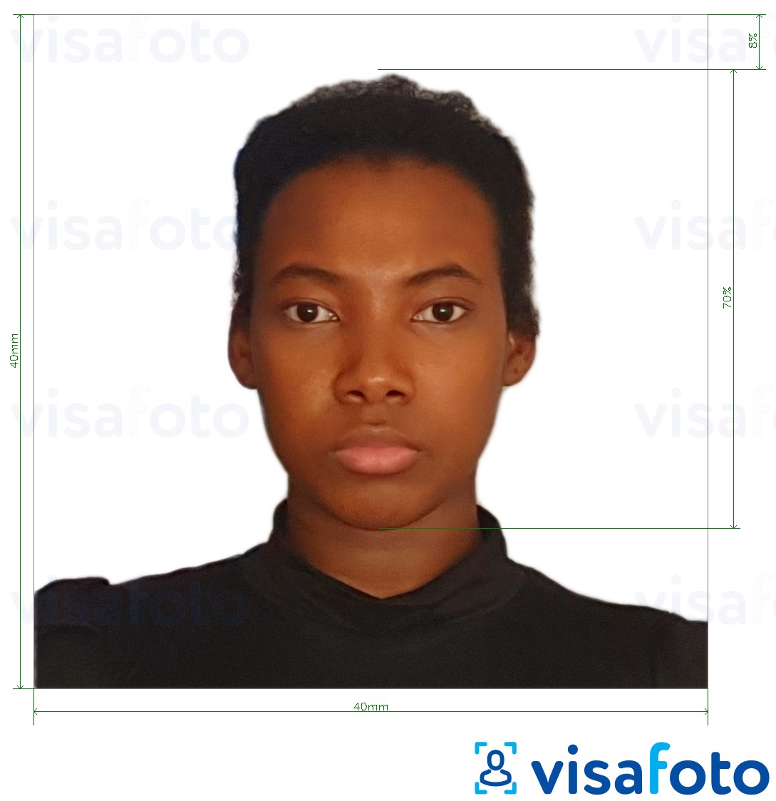 Exemple de foto per a Visa de Madagascar 40x40 mm amb la mida exacta especificada