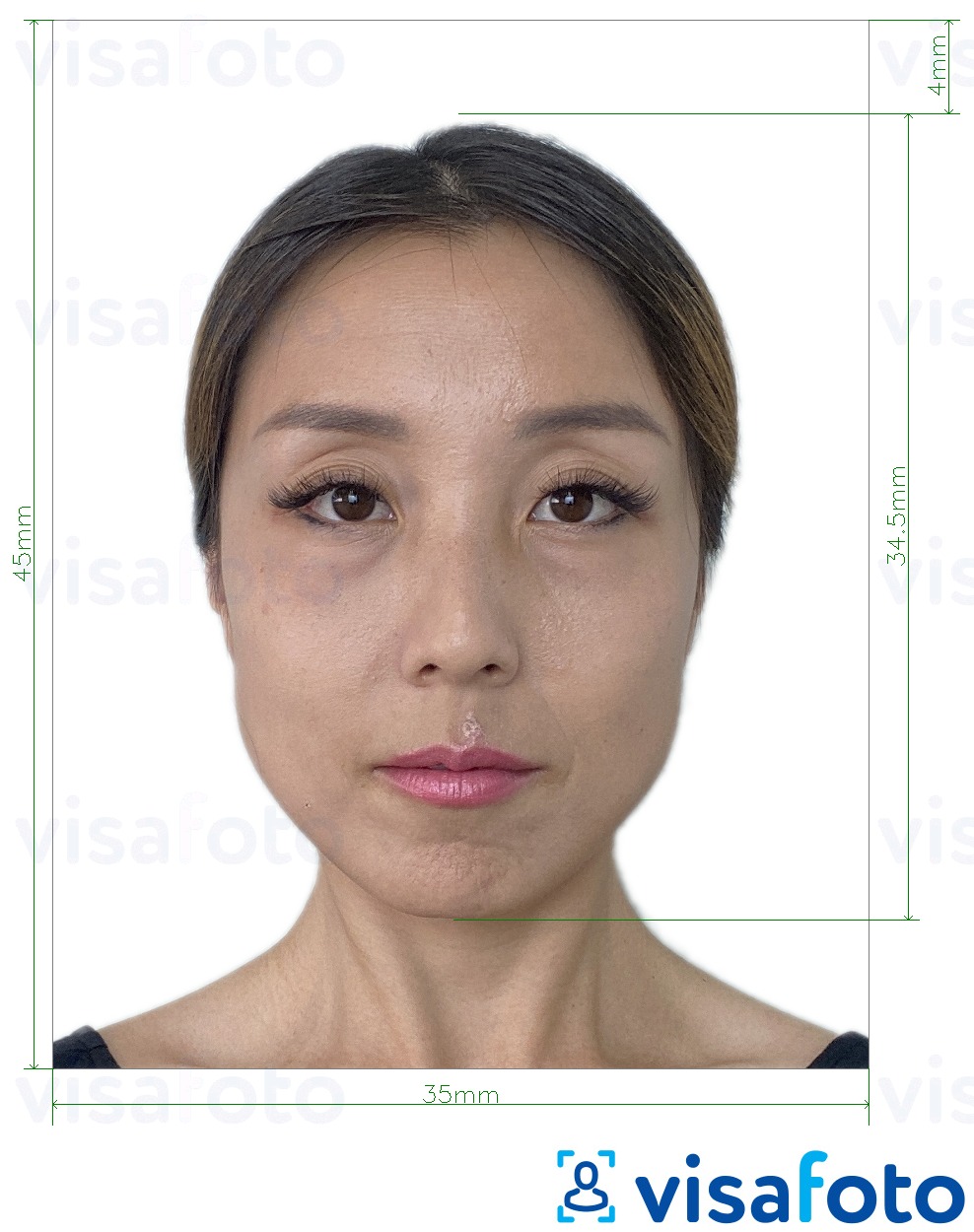 Exemple de foto per a Targeta d'identitat resident a Macau (BIR) 45x35 mm amb la mida exacta especificada