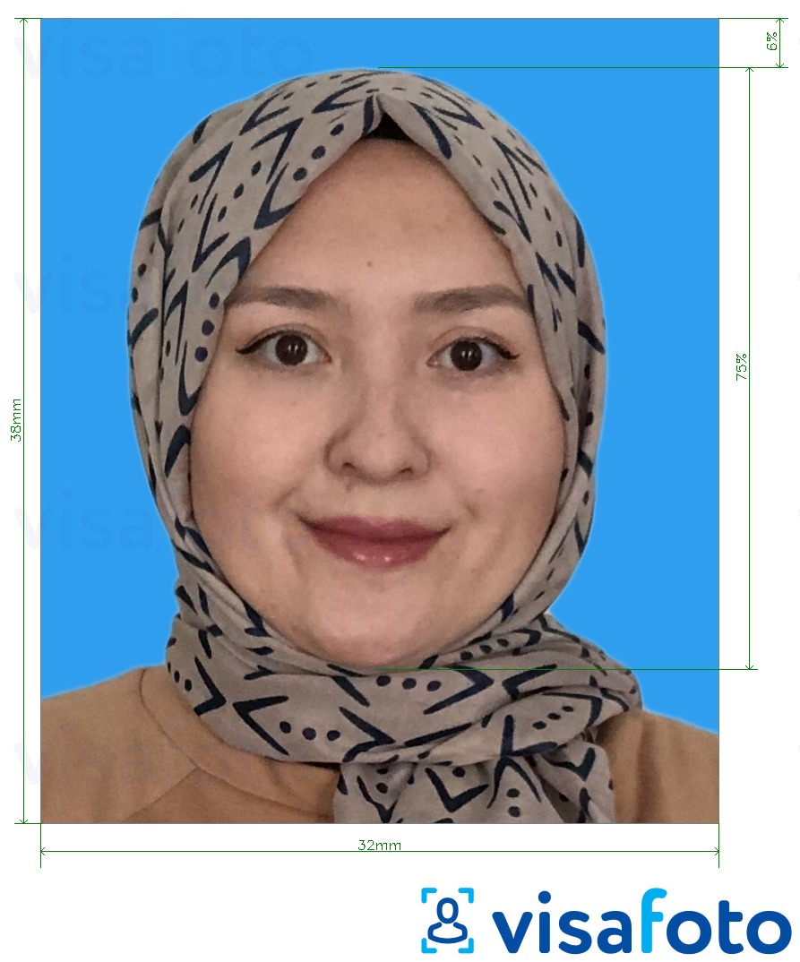 Exemple de foto per a Malàisia registre de matrimoni 32x38 mm amb la mida exacta especificada