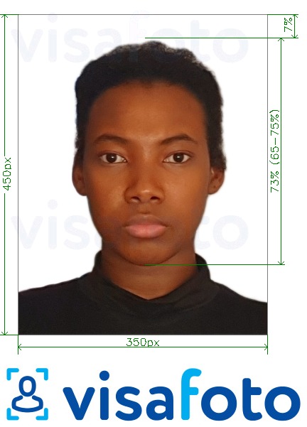 Exemple de foto per a Visada en línia de Nigèria de 200-450 píxels amb la mida exacta especificada