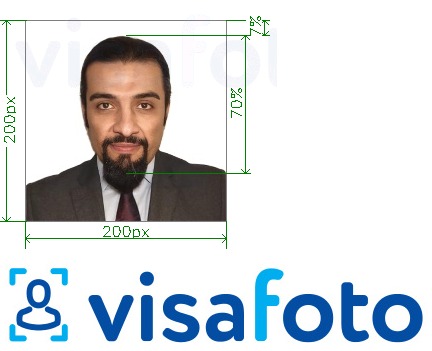 Exemple de foto per a Aràbia Saudita en línia per e-visa a través de enjazit.com.sa amb la mida exacta especificada