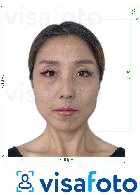 Exemple de foto per a Visa de Singapur en línia 400x514 px amb la mida exacta especificada