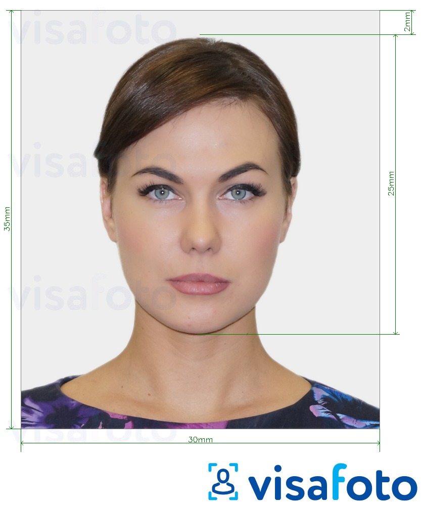 Exemple de foto per a Eslovàquia Visa 30x35 mm (3x3.5 cm) amb la mida exacta especificada