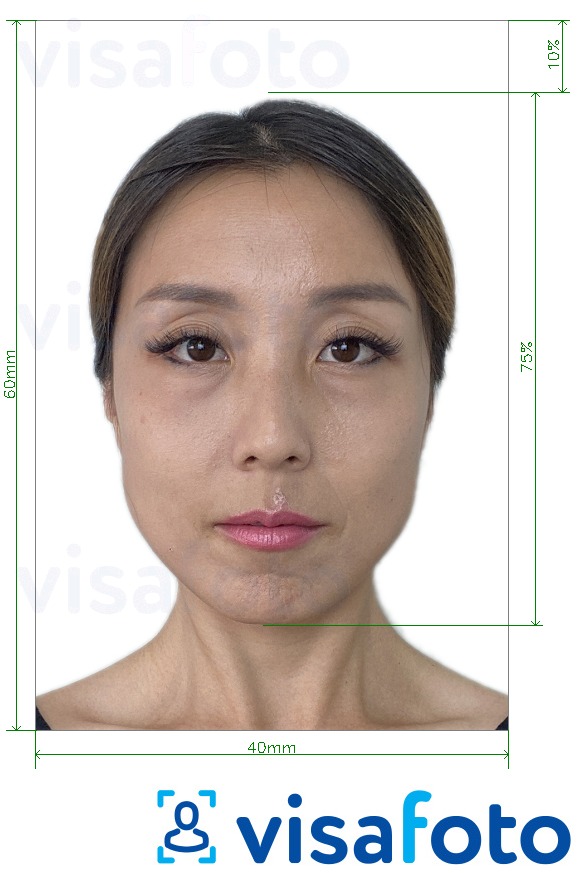 Exemple de foto per a Visa de Tailàndia a l'arribada 4x6 cm (40x60 mm) amb la mida exacta especificada